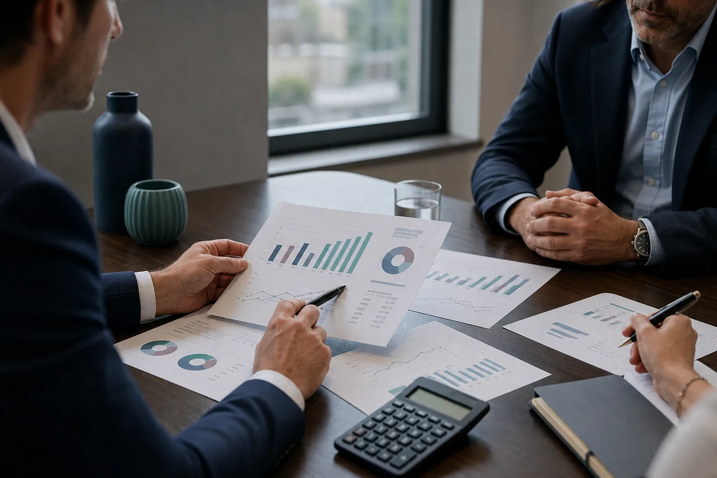 Financial advisory meeting around analysis documents